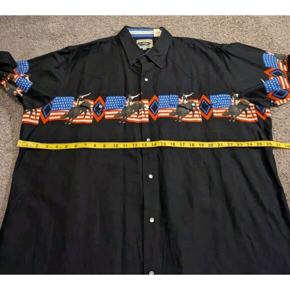 Cumberland Outfitters USA Patriotic Rodeo Western Snap Button Shirt Men's 2XL - Picture 6 of 8